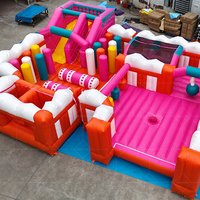 Château gonflable rose AirFunPro, thème spatial, en PVC, pour enfants, portable, intérieur/extérieur, pour parcs à thème