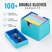 Boîte de rangement pour cartes 100+ avec couvercle détachable, boîte de rangement pour cartes à collectionner TCG, capacité de 100+ cartes à double pochette, boîte de rangement pour cartes de sport et de collection