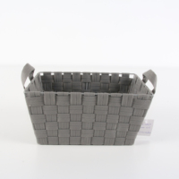 Panier de rangement rectangulaire en tissu non tissé écologique et durable avec cadre en fer et poignées pour la maison, l'hôtel et la salle de bain