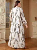 Nouvelle robe longue d'été en polyester grande taille brodée pour femme, manches longues, longueur ras du sol, style musulman moyen-oriental
