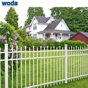 Hàng rào sinh thái thân thiện trắng trang trại picket staggared kim loại hàng rào tấm thiết kế