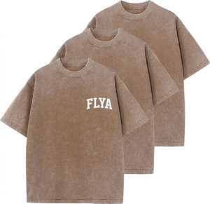 T-shirt décontracté pour homme, coupe ample, effet délavé, logo personnalisé, coton vintage, manches courtes - Product Image 1