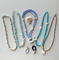Collier de perles de Bohème d'été Pierre précieuse Turquoise Aigue-Marine Étoile de mer Pendentif Cristal Charm Cauris Bijoux de coquillage de mer