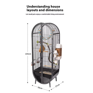 Jaula de Lujo Exquisita para Loros de Metal, Portátil, para Exteriores, con Bandeja de Plástico y Embalaje en Caja, Estilo Hogar, de Alambre de Acero - Product Image 2