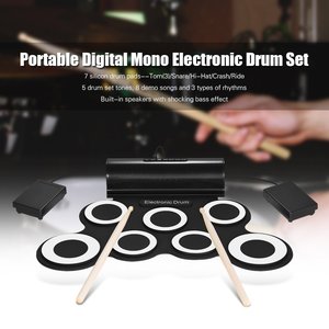 Juego de batería electrónica plegable con carga USB, batería de jazz portátil con baquetas y pedales para practicar y jugar - Product Image 5