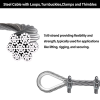 Kabel Kawat Baja Tahan Karat 304 1/4" untuk Pengangkatan & Rigging Tugas Berat dengan Selubung Aluminium dan Thimble