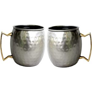 PARIJAT Handicraft <b>Set</b> 4 Stainless Steel Moscow Mule <b>Mugs</b> 16 Ounce Insulated Brass Handle Ceramic Coffee Beer Cup Brass-Handle - Product Image 6