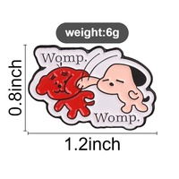 Épinglette en émail motif deux chiens de dessin animé, bord ondulé, texte Womp, badge de revers, ornement décoratif pour vêtements et sacs à dos