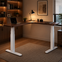 Bureau debout électrique ergonomique en L à trois moteurs, haute stabilité, avec moteur dissimulé, réglable en hauteur pour coin de bureau