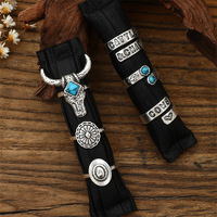Bijoux en alliage multi-éléments faits à la main en six parties turquoise rétro de style cowboy occidental, vente à chaud