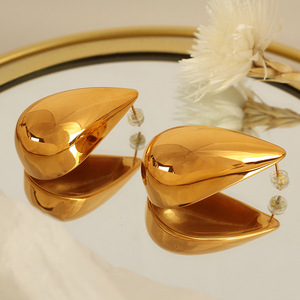 Pendientes colgantes de aleación de zinc chapados en oro con forma de gota de agua para fiesta, joyería de moda EH768 - Product Image 3