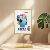 Support de carte en forme de T A5/A4, porte-affiche A6 portrait, double face, en acier inoxydable, pour menu
