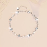 Bracelets en argent sterling pour femmes bracelet en diamant moissanite breloque D ronde dames plaqué anniversaire femmes en argent sterling