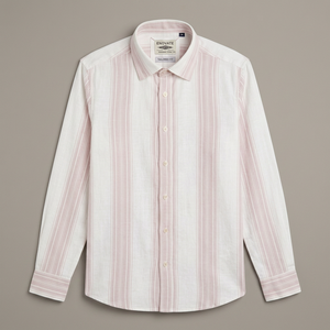 Camisa Casual a Rayas de Doble Botonadura para Hombre Enovate Logan, Manga Larga, Cuello Camisero, Transpirable, Tejido de Lino/Algodón, ODM, Verano - Product Image 3
