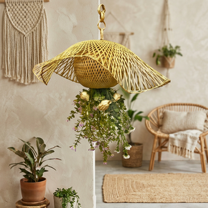 Artificial Hanging Flower Basket with Rose and Greenery Decorative Wicker Planter for Home Garden <b>Wall</b> <b>Decor</b> - Product Image 2