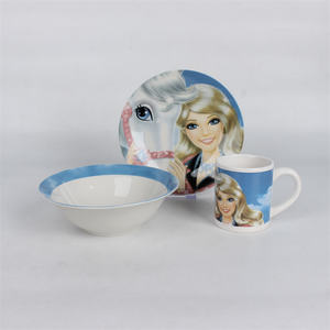 Набор посуды для детей из 3 предметов включает тарелку, чашу, кружку, идеально подходящую для детей, керамическую тарелку - Product Image 4