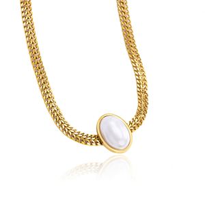 316L Stainless Steel Pearls Thick <b>Necklace</b> Earrings <b>Ring</b> for Women Simple Vintage Jewelry Set Gifts Party Accessories - Product Image 5
