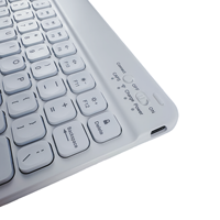 Clavier sans fil TASSO CZ004 Mini Scissor avec rétroéclairage RGB, Bluetooth, touches multimédias, rechargeable USB-C, ultra-fin, compatible espagnol, Plug & Play