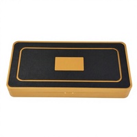 Boîte cadeau en bois doré pour dattes et chocolats, doublure en PU, logo personnalisé, patch en cuir PU, fermeture magnétique pour l'emballage de friandises du Ramadan et de l'Aïd