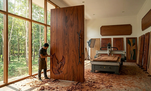 Puerta de Madera de Caoba de Alta Calidad, Puerta Interior y Exterior Clásica, Acabado Liso, Tamaño Personalizado, Diseño de Marco Resistente y Duradero - Product Image 4