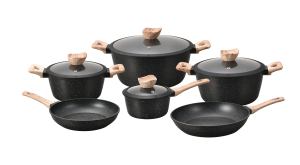 Nhà Máy Bán Buôn 10 Miếng <span class=keywords><strong>Die</strong></span> Cast Nhôm Nấu Ăn Nồi Đặt Nhôm Đá Cẩm Thạch Lớp Phủ Đồ Nấu Nướng Đặt Không Dính - Product Image 2