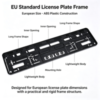BOLONG Best Seller EU Cadre de plaque d'immatriculation en plastique ABS anti-rayures, support de plaque de voiture, logo personnalisé en relief, pièces extérieures automobiles