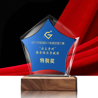 Jackfish — récompense pour ménage original, avec base en bois, souvenirs, médaille étoile à cinq points, grade laser en cristal K9