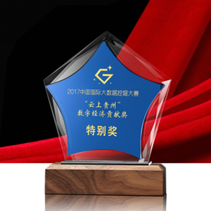 สร้างสรรค์รางวัลพนักงานที่ยอดเยี่ยมด้วยฐานไม้ของที่ระลึกการอนุมัติห้าแฉกดาวเหรียญไม้ K9คริสตัลเลเซอร์ถ้วยรางวัล - Product Image 4