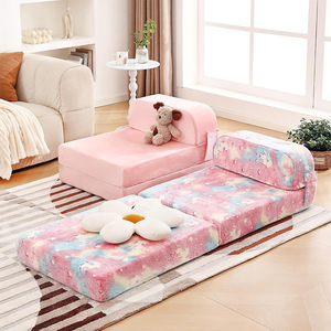 Children's Foldable Mattress <b>Pink</b> Soft Cushion Bed For Kids Sleeping Playroom Use - Product Image 2