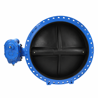 Vanne papillon à siège EPDM à double bride en fonte ductile grande taille à commande par engrenage pour système de traitement de l'eau PN6-PN16 Industriel