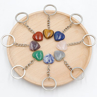 Vente en gros de porte-clés en forme de cœur avec pierres précieuses, cristaux de guérison, porte-clés en cristal naturel, cadeau pour couple
