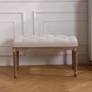 DISHI Contemporary Fabric End of Bed <strong>Bench</strong> <strong>Window</strong> Seat Tufted <strong>Bench</strong> for Bedroom Hallway Living Room Cream White - Product Image 2