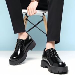 Chaussures habillées Oxford <span class=keywords><strong>style</strong></span> <span class=keywords><strong>italien</strong></span> pour hommes, en cuir véritable, respirantes, rehaussantes, pointures 38-47, pour l'automne – Meilleures ventes - Product Image 1