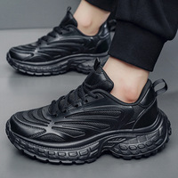Baskets plateforme pour hommes à lacets, chaussures de marche sportives, doublure en maille respirante, tige en PU, légères, logo de marque personnalisé, printemps/été