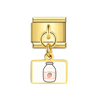 Bracelet modulaire polyvalent en acier inoxydable avec pendentif motif fraise dessiné à la main, personnalisable DIY