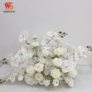 Alfombra de flores para pasillo de boda, diseño esponjoso hecho a mano, color blanco, hortensias, para eventos de boda - Product Image 5