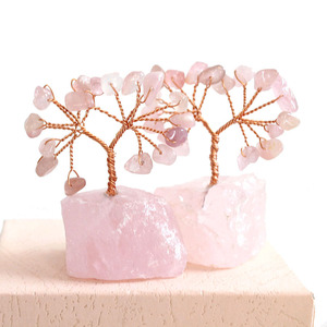 ต้นไม้คริสตัลประดับตกแต่ง ทำด้วยมือจากลวดเหล็ก ประดับด้วยหินสีเขียว ฐานหินดิบ ของตกแต่งโต๊ะทำงาน ของขวัญสำหรับบ้านและออฟฟิศ - Product Image 4