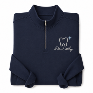Sweat-shirt d'hiver personnalisé à col montant et fermeture éclair, broderie nom personnalisé DDS DMD Dentiste Hygiéniste Dentaire RDH, cadeau de remise de diplôme - Product Image 1