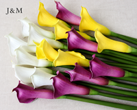 Fleurs artificielles décoratives en PU Calla Lily, grande taille 65CM, vente en gros, haute qualité, toucher réel, blanc et violet, collection 2026