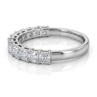 Bague d'éternité en or blanc 14 carats de haute qualité, diamant de laboratoire Asscher de 2,5 mm, 12 pièces demi-pavé, clarté VS1, bague de mariage solide