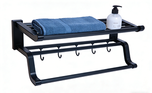 <span class=keywords><strong>Porte</strong></span>-serviettes pliable et étanche noir personnalisé 60 cm en ABS+PVC à 8 barres, garantie 5 ans, installation facile, pour hôtel moderne - Product Image 5