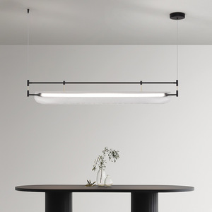 Lámpara colgante LED de espectro completo nórdico, rectangular, negra, de una sola cabeza, para iluminación de isla de restaurante. - Product Image 2