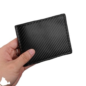 Lujo RFID Bloqueo Delgado Bifold Suave Bolsillo de cuero genuino Hombres Corto Abierto Cubierta Poliéster/PU Minimalista Logo Cartera de lona - Product Image 3