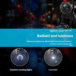 Lumière tout-en-un 36V pour vélo électrique et moto avec phare et klaxon à <span class=keywords><strong>faisceau</strong></span> haut et bas pour cyclomoteurs électriques dotés d'un moteur sans balais - Product Image 4