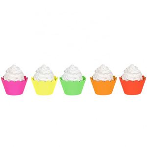 Décorations Lumineuses Réactives à la Lumière Noire pour Fêtes, Enveloppes de Cupcakes Néon Joyeux Anniversaire - Product Image 4