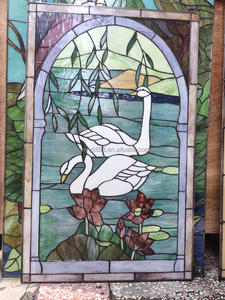 Panneau de vitrail Tiffany en verre massif de 50*80 CM, épaisseur 5mm, motif oie personnalisé, pour salle à manger, à suspendre, pour la lumière du soleil, vente en gros - Product Image 4