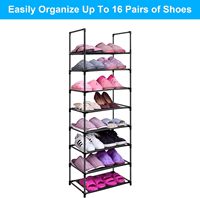Étagère à chaussures moderne à double niveau avec cadre métallique, organisateur de rangement pour chaussures peu encombrant, étagère à chaussures empilable en tissu non tissé