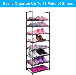 Étagère à chaussures à 10 niveaux avec structure métallique, organisateur de rangement pour chaussures peu encombrant, étagère à chaussures empilable en tissu non tissé - Product Image 2