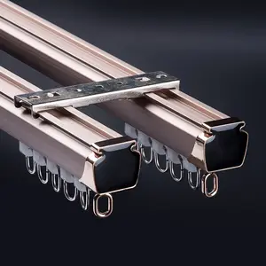 Giá Khuyến Mãi Trần Gắn Heavy Duty Im Lặng Trượt Hợp Kim Nhôm Đúp Bracket Rèm Theo Dõi Cho Khách Sạn Văn Phòng