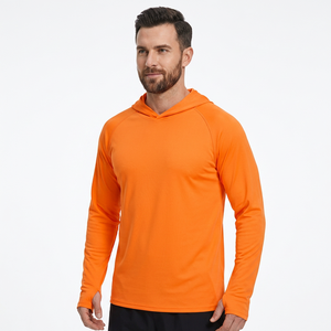 เสื้อฮู้ดแขนยาวสีส้มสำหรับผู้ชาย UPF 50 แห้งเร็ว เหมาะสำหรับตกปลา สีพื้น แบบสวมหัว - Product Image 6
